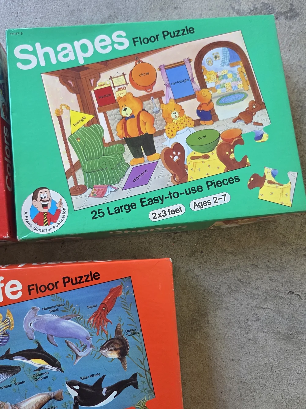 3 Kids Floor Puzzle Set - Colors, Ocean Life & Shapes - Multicolor